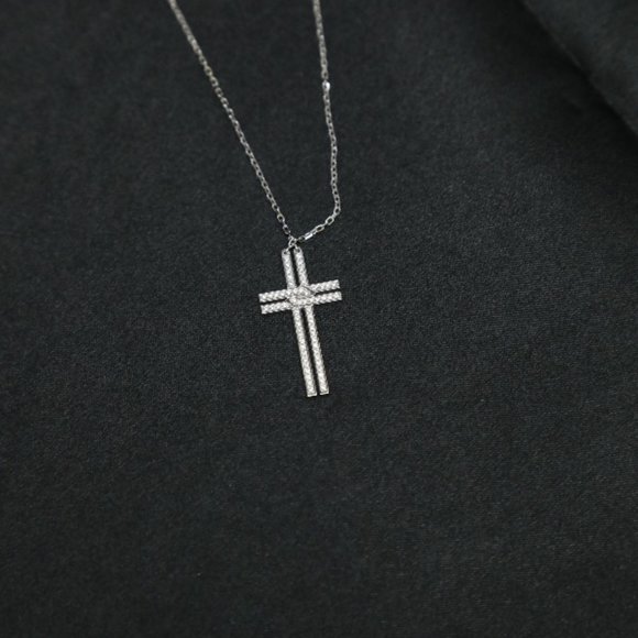 CARTIER Cross Necklace Diamond B7211400  Silver - Picture 2 of 4